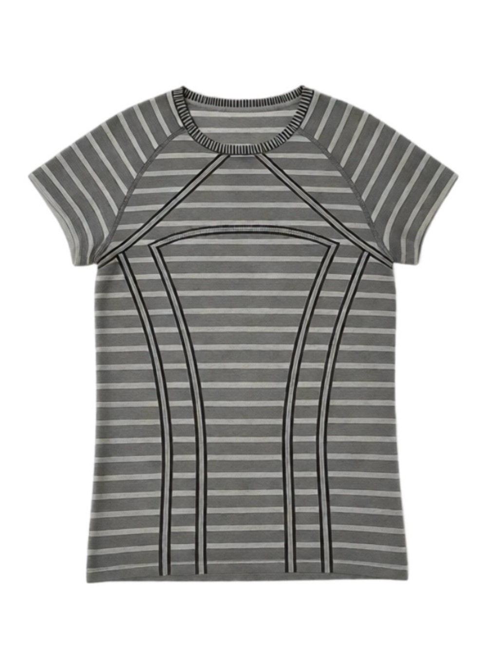 ivivva by lululemon Striped Grey Short Sleeve Athletic Top Girls Size 12